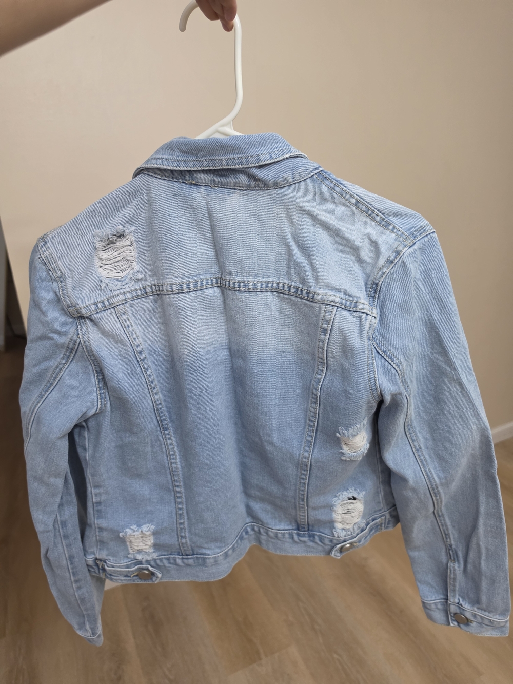 Light Blue Distressed Denim Jacket - Picture 2 of 4
